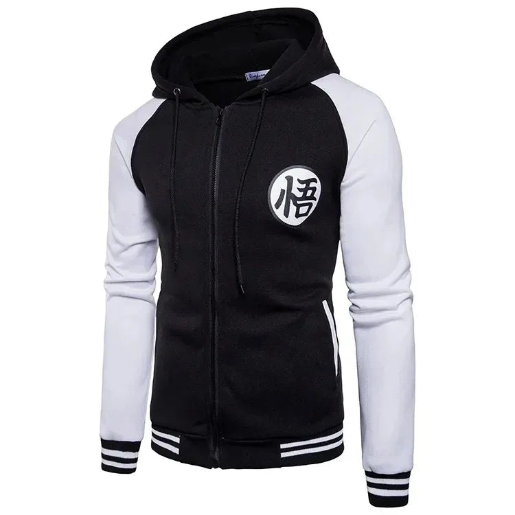 Veste à Capuche Dragon Ball - Emblème de Goku - Noir et Blanc