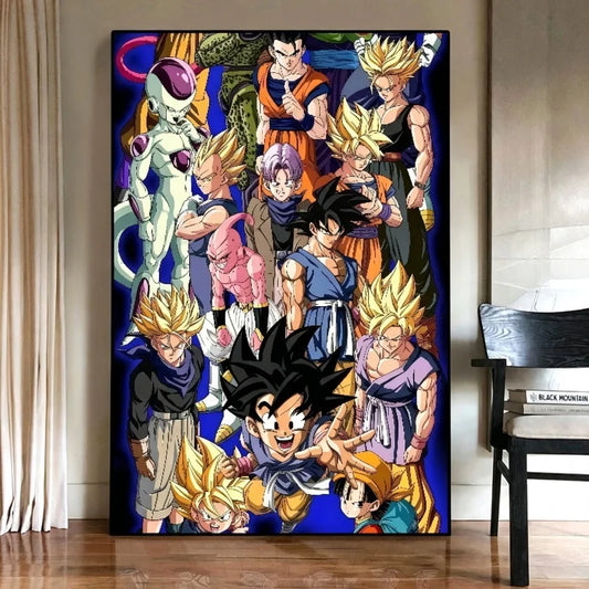Tableau Dragon Ball - Goku Enfant GT, Freezer, Cell et Kid Buu