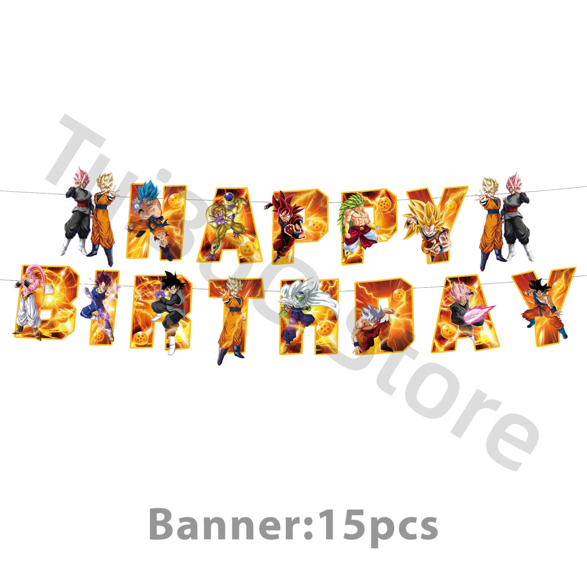 Bannière Happy Birthday Dragon Ball - Goku, Broly, Golden Freezer et Goku Black