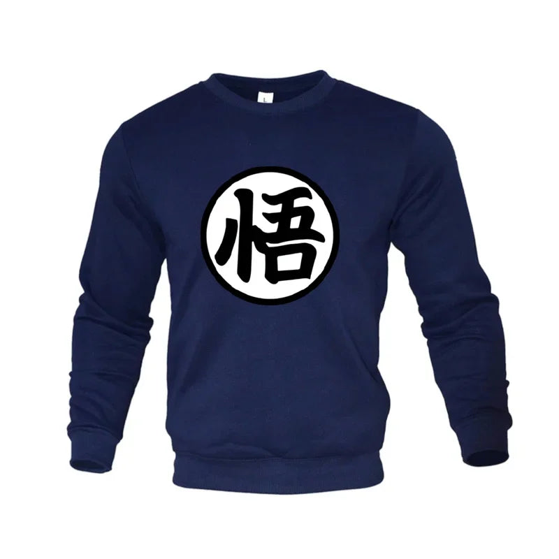 Sweat Dragon Ball - Emblème Go de Goku Col Rond - Bleu Marine