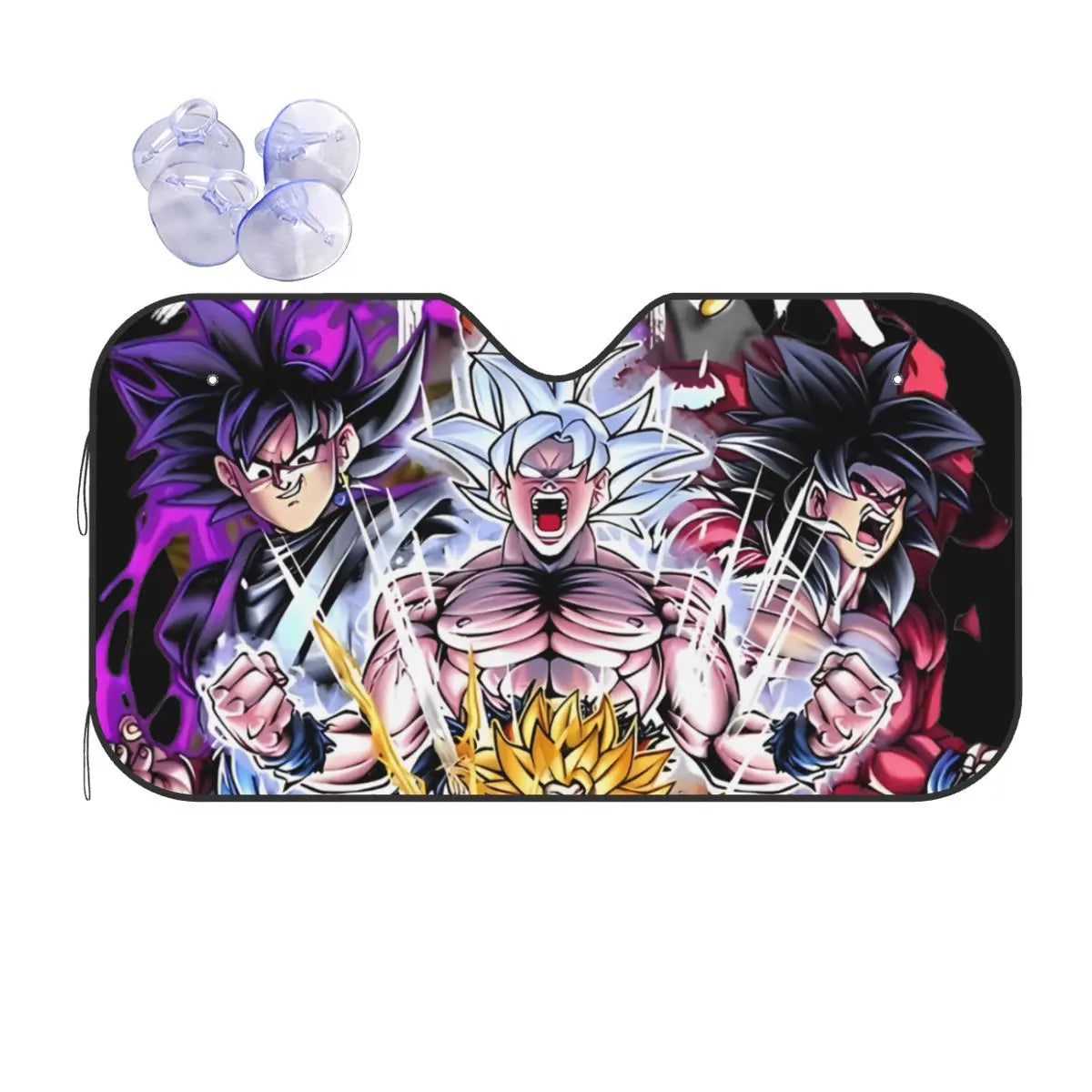 Pare-Soleil Dragon Ball - Goku Ultra Instinct, Goku Black et Goku Super Saiyan 4