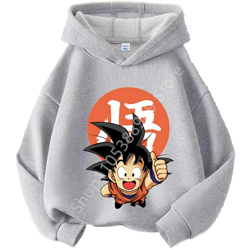 Sweat à Capuche Enfant Dragon Ball - Goku Enfant Pouce Levé - Gris