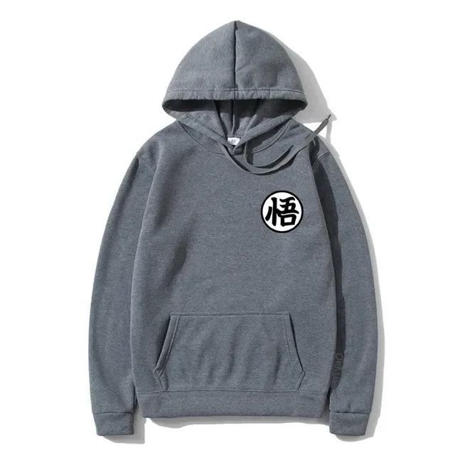 Sweat à Capuche Dragon Ball - Petit Emblème de Goku - Gris Foncé