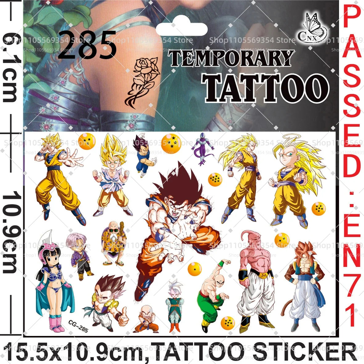 Lot de 4 Planches de Tatouages Temporaires Dragon Ball