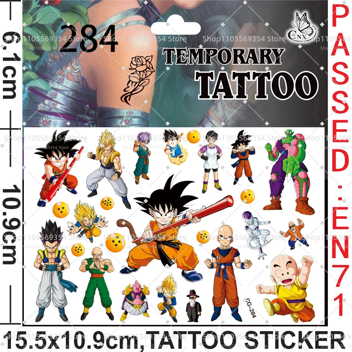 Lot de 4 Planches de Tatouages Temporaires Dragon Ball