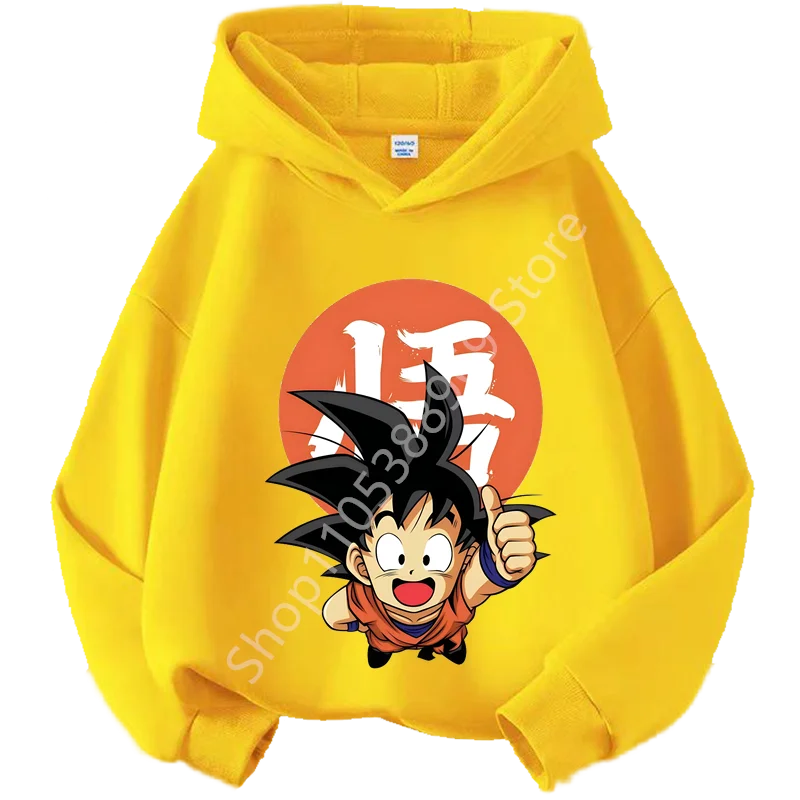 Sweat à Capuche Enfant Dragon Ball - Goku Enfant Pouce Levé - Jaune