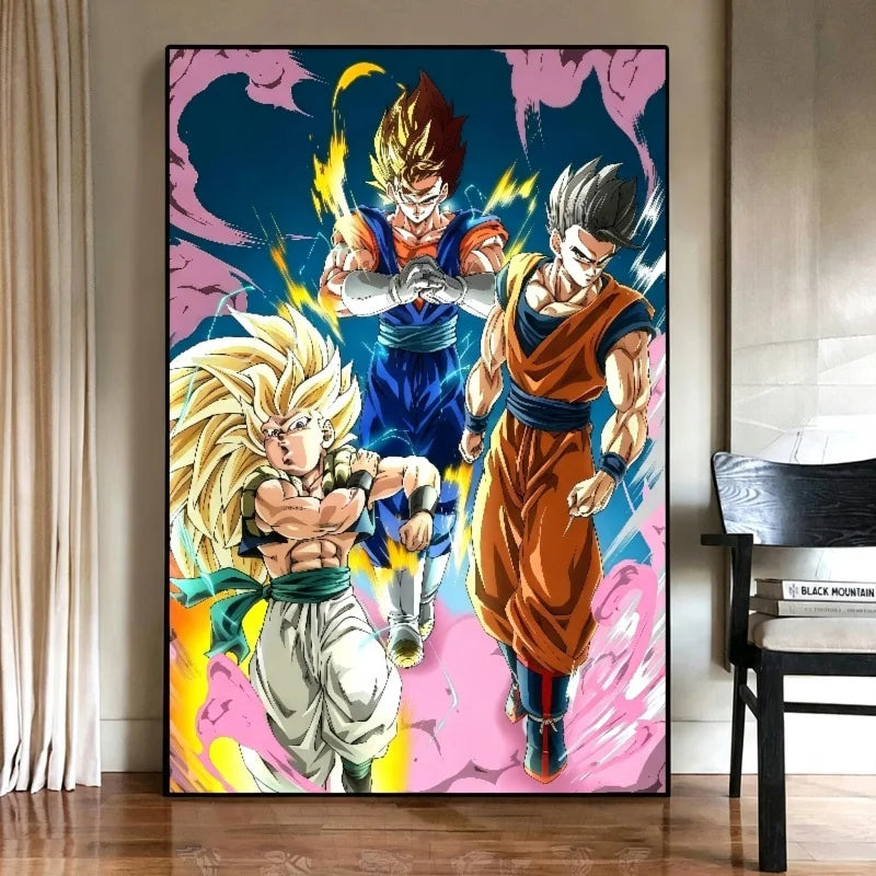 Tableau Dragon Ball - Gotenks Super Saiyan 3, Vegito et Gohan