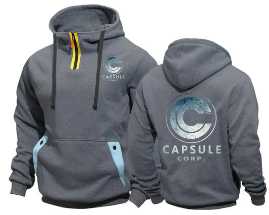 Sweat à Capuche Dragon Ball - Capsule Corp Col Zippé - Gris Foncé