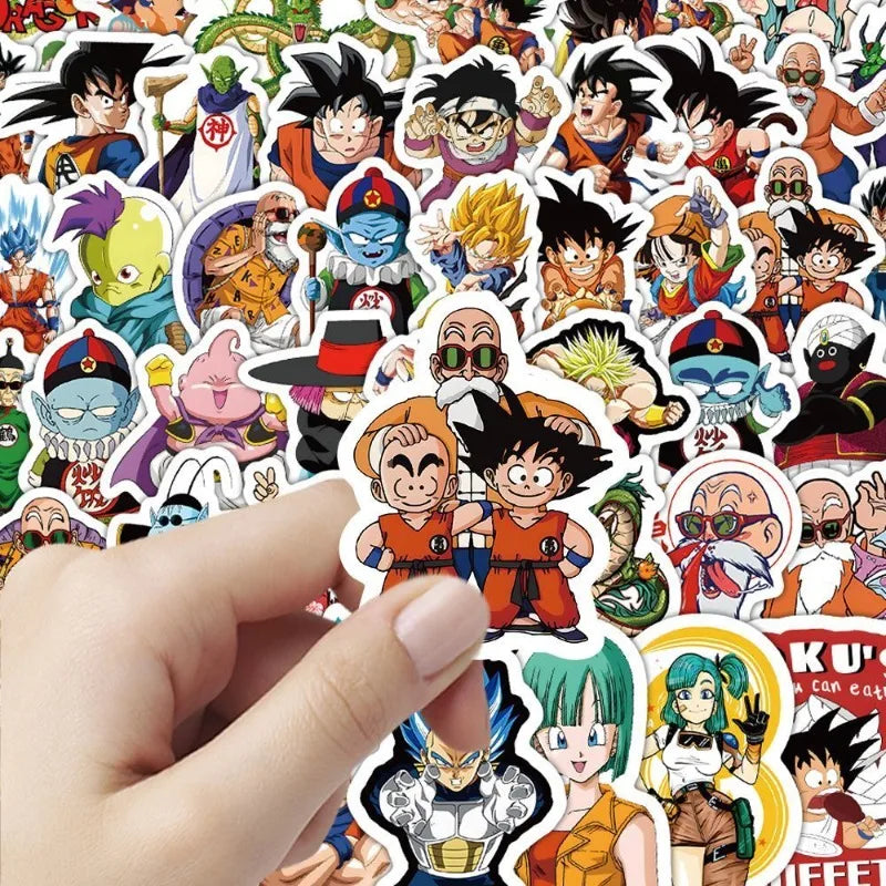 Lot de 100 Autocollants Dragon Ball - Bulma, Goku Enfant et Tortue Géniale