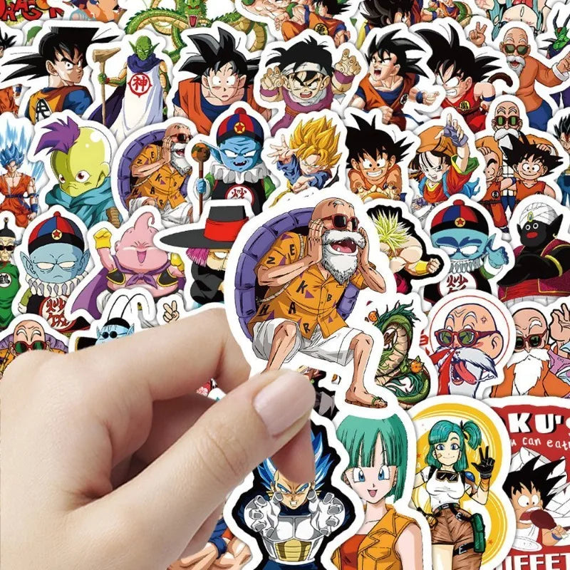 Lot de 100 Autocollants Dragon Ball - Bulma, Goku Enfant et Tortue Géniale