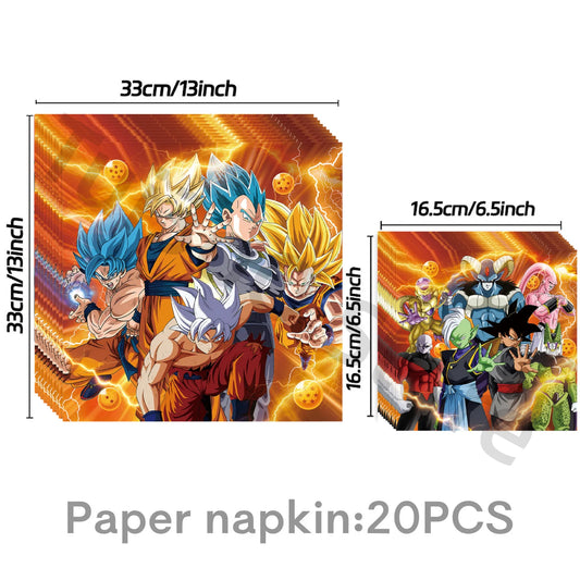 Serviette en Papier Dragon Ball - Goku et Vegeta face à Cell, Majin Buu et Jiren