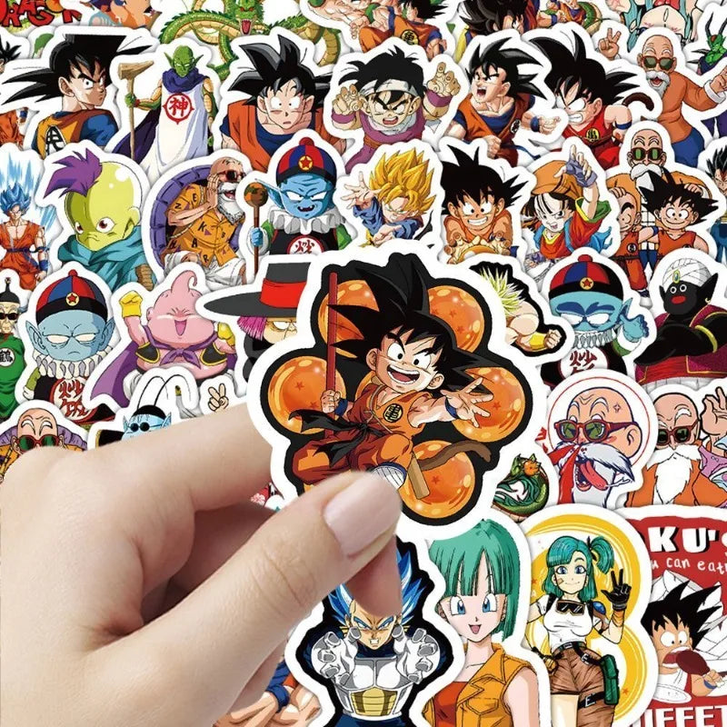 Lot de 100 Autocollants Dragon Ball - Bulma, Goku Enfant et Tortue Géniale